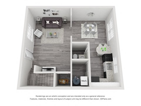 a 2 bedroom floor plan with a bathroom and a living room